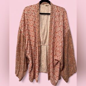 Sim & Sam Floral Open Front Flowy Kimono Cardigan Boho Size L/XL